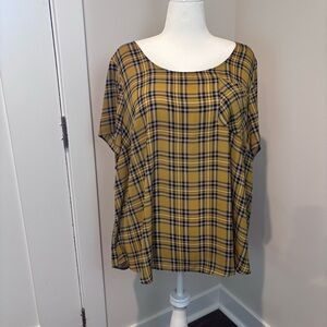 Torrid Yellow & Black Plaid 100% Polyester Top - Size 3X (Size 3)